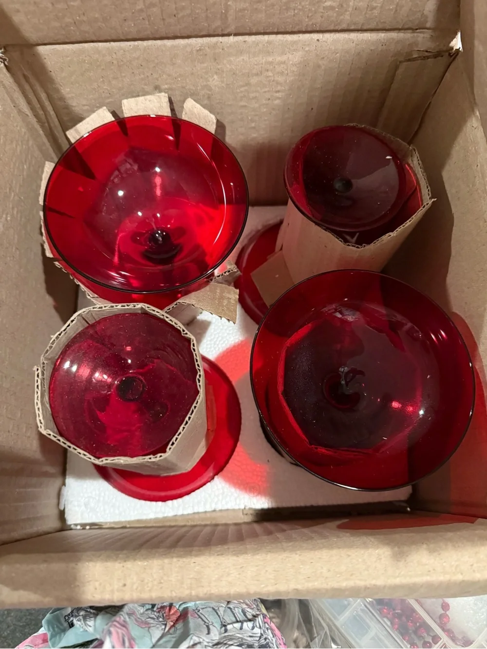 Pottery Barn Red Antionette Champ Coupe Set of 4
